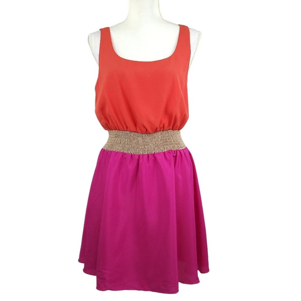 MM Couture Miss Me Mini Dress Womens Size M Elastic Waist Sleeveless Red Magenta